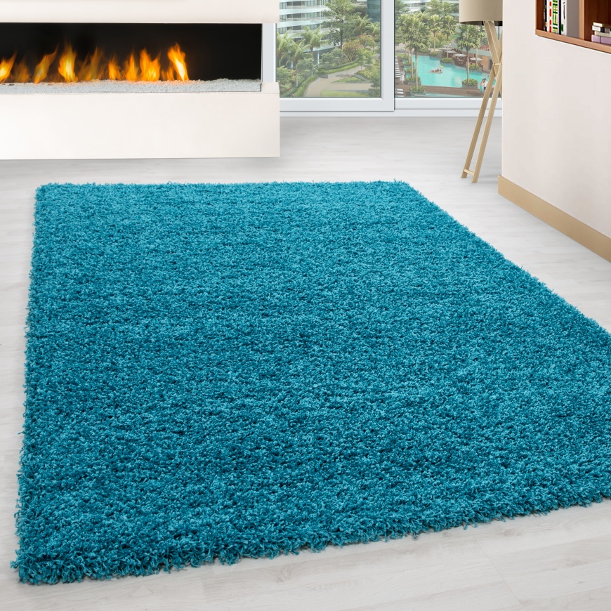 Life Shaggy Plain Turquoise Rug